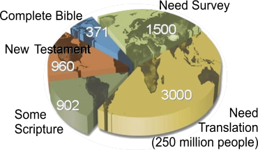 A pie chart of Bible translation availability